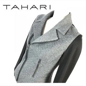 Quilted Tahari moto blazer jacket - Black & Grey - zip front size small